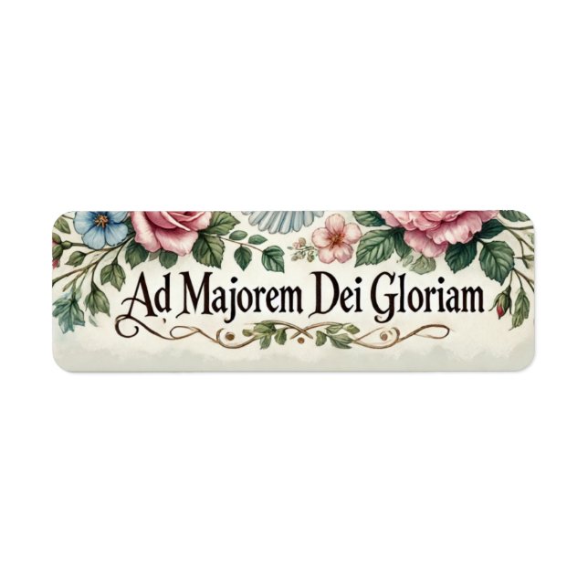 RELIGIÖSA av AMDG-katolsk Blommigt Returadress Etikett (Framsidan)