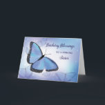 Religiösa av fjäril Blue från Sister Birthday Bles Kort<br><div class="desc">Mjuk vattenfärgsfjäril och bakgrund i lavender-,  lila- och blyskuggor. Skicka din systers födelsedagsvälsignelse så att hon får veta vilken skatt hon är och hur mycket hon är älskad.</div>