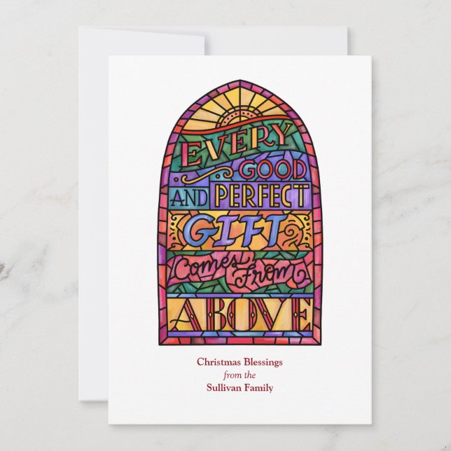 Religiösa av icke-foto-Helgdag av fastnat glas Julkort (Framsida)