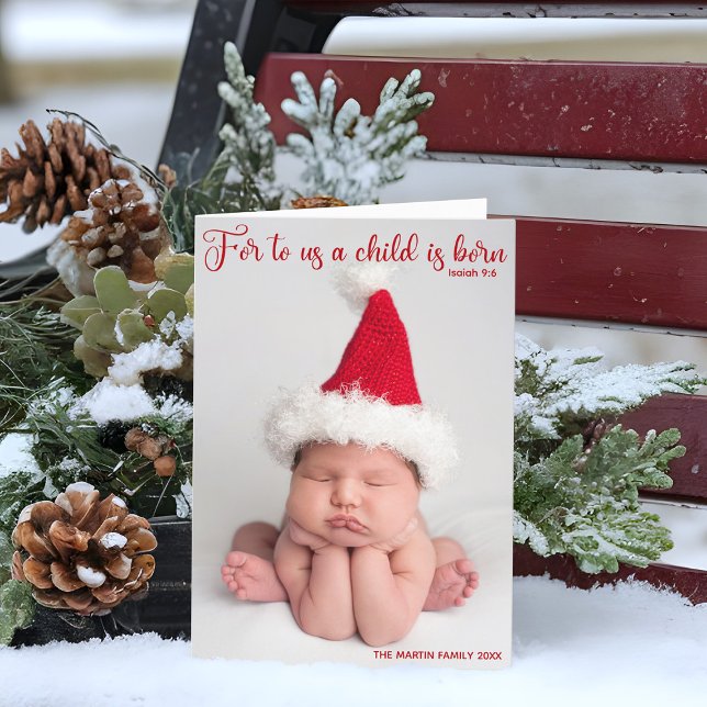 Religiösa Baby fotojulbibeln Verse Foldad Helgkort (Skapare uppladdad)
