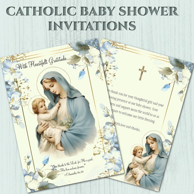 Religiösa Baby Shower Tack Mary Jesus Kort (Skapare uppladdad)