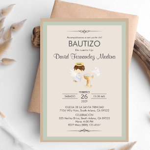 Religiösa Baptism hos Invacion Bautizo Boy Angel Inbjudningar