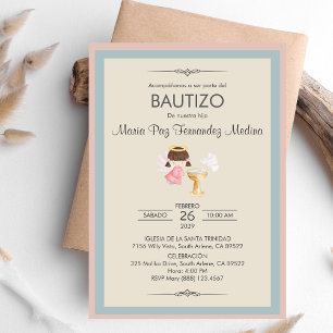 Religiösa Baptism i Bautizo Girl Angel Inbjudningar