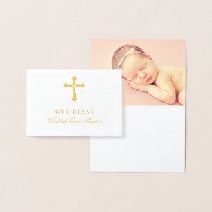 Religiösa Baptism i guld Kor Välsigna dig Baby Folierat Kort
