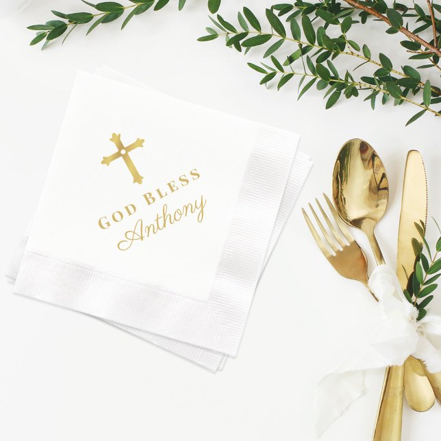 Religiösa Baptism i guld Kor Välsigna dig Baby Pappersservett (Skapare uppladdad)