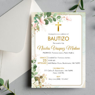 Religiösa Baptism i Löv Bautizo Grönt Inbjudningar