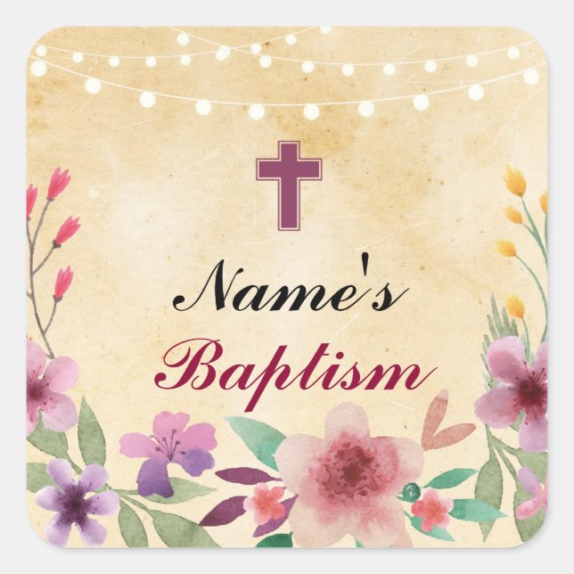 Religiösa Baptism Namn Stickers Heliga Kor Etikett (Framsida)