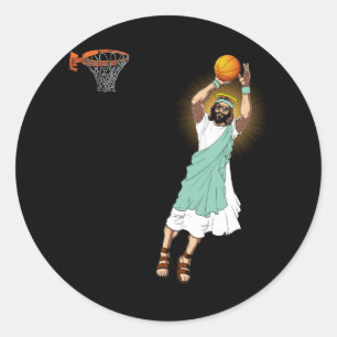 Religiösa Basketball Jesus Christian Humor Three P Runt Klistermärke
