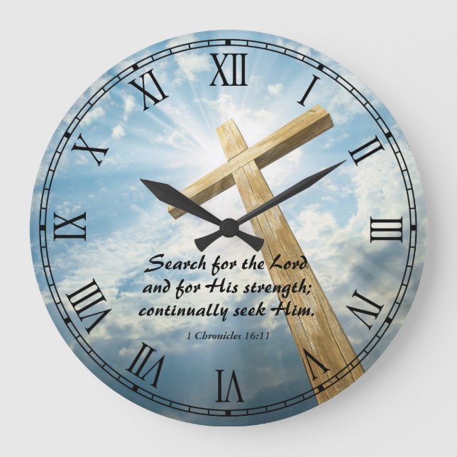 Religiösa Bible Quote Verse Personalizable Clock Stor Klocka (Framsida)