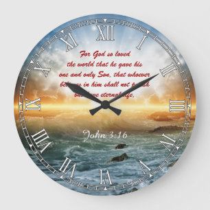 Religiösa Bible Quote Verse Personalizable Clock Stor Klocka
