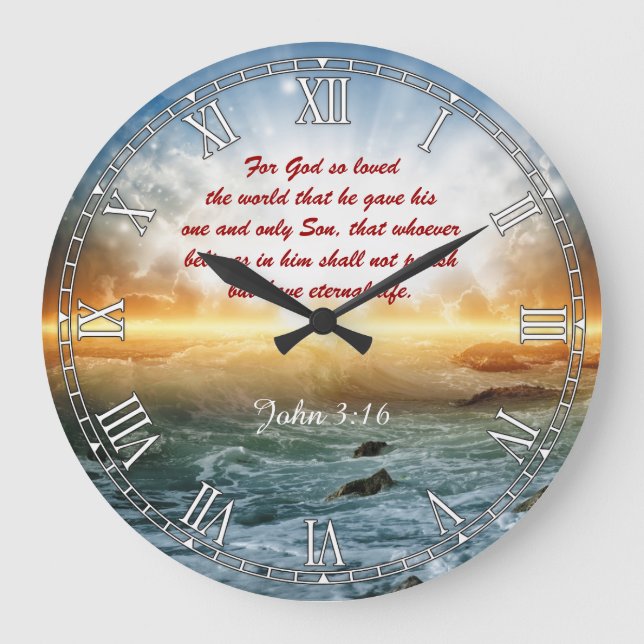 Religiösa Bible Quote Verse Personalizable Clock Stor Klocka (Framsida)