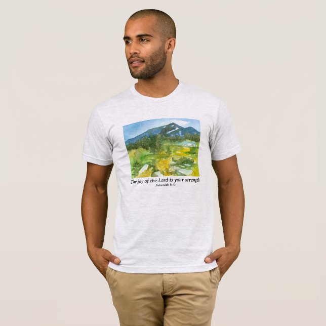 Religiösa Bible Scripture Nemehiah Mountains T Shirt (Hel framsida)