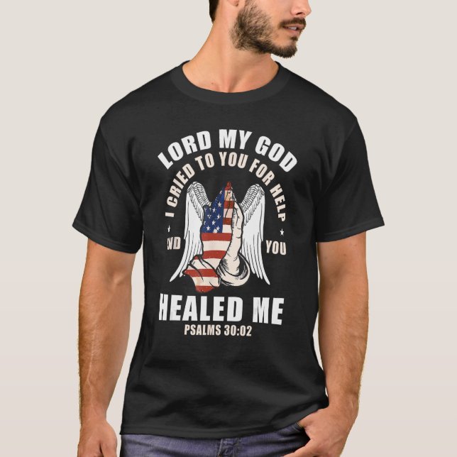 Religiösa Bible Verse Patriotic US Flagga American T Shirt (Framsida)