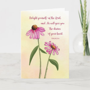 Religiösa Birthday Rosa Echinacea Watercolor Kort
