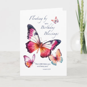 Religiösa Birthday Watercolor Butterflies Kort