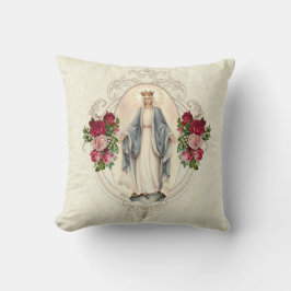 Religiösa Blad Virgin Mary Catholic Rosor Kudde