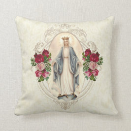 Religiösa Blad Virgin Mary Catholic Rosor Kudde