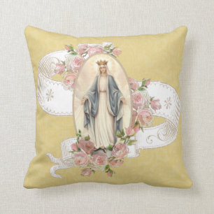 Religiösa Blad Virgin Mary Catholic Rosor Threde Kudde