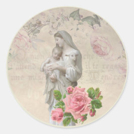 Religiösa Bled Virgin Mary Jesus Lamb Ro Runt Klistermärke