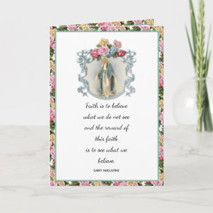 Religiösa Blommigt Ro Vintage Virgin Mary Card Kort