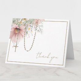 Religiösa Blommigt Rosary Scripture Avskrivning Tack Kort
