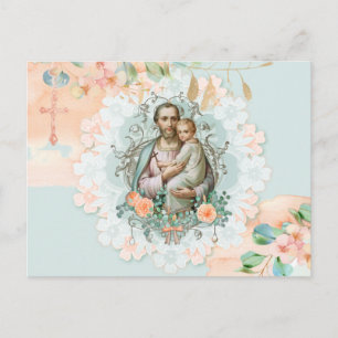 Religiösa Blommigt St. Joseph Jesus Eucalyptus Pea Vykort