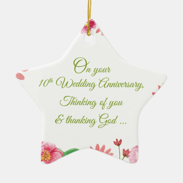 Religiösa blommor för 10-årsjubileum julgransprydnad keramik (Framsidan)