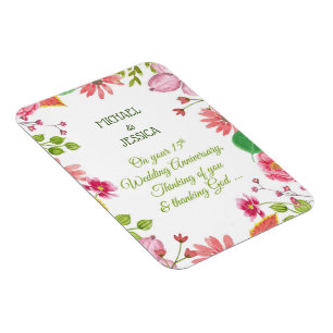 Religiösa blommor för 15-årsjubileum magnet