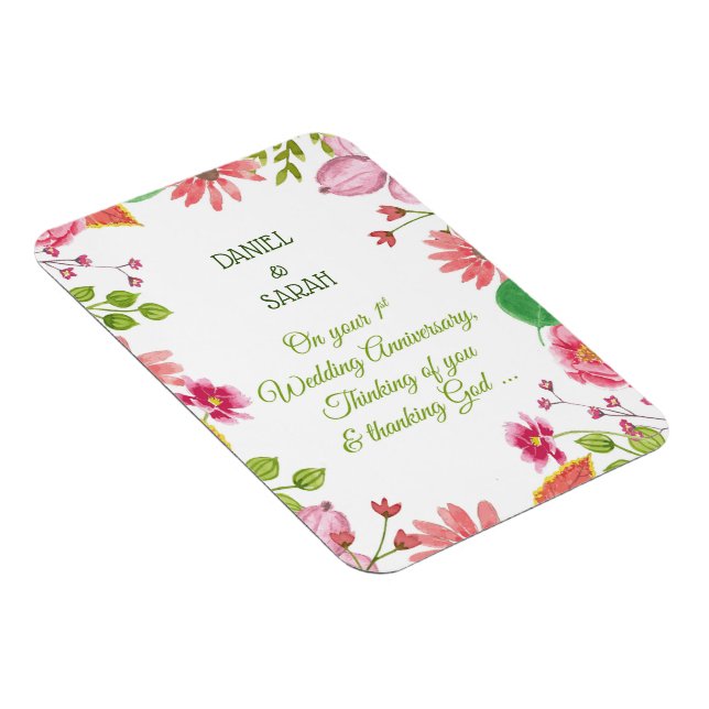 Religiösa blommor för 1-års bröllopsdag magnet (Högersidan)
