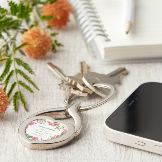 Religiösa blommor för 70-års bröllopsjubileum twisted heart silverfärgad nyckelring (Sidan)
