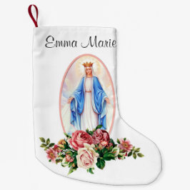 Religiösa Blsed Virgin Mary Cathlic Prayer Liten Julstrumpa