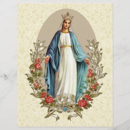 Religiösa Blsed Virgin Mary Catholique Röd ros Reklamblad
