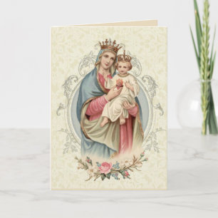 Religiösa Blsed Virgin Mary Jesus Prayer Kort