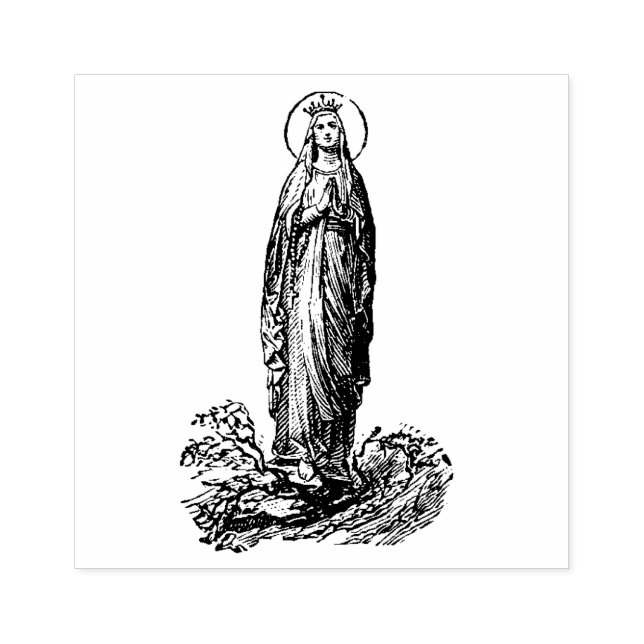 Religiösa Blsed Virgin Mary Lourdes Stämpel (Tryck)