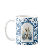 Religiösa Blue Blommigt Blad Mor Mary