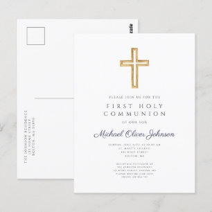 Religiösa Blue Boy First Communion-inbjudan Vykort