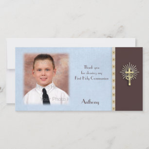 Religiösa Blue Brown Photo Card Tack Kort