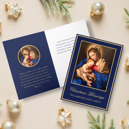 Religiösa Blue Guld Madonna & Child God Jul Helgkort