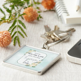 Religiösa Bröllop: Faith Hope Kärlek Fyrkantig Silverfärgad Nyckelring