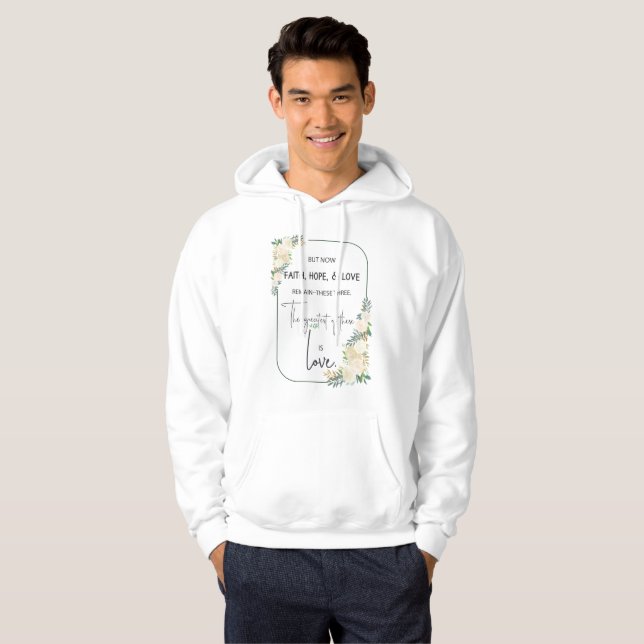 Religiösa Bröllop: Faith Hope Kärlek Hoodie (Hel framsida)