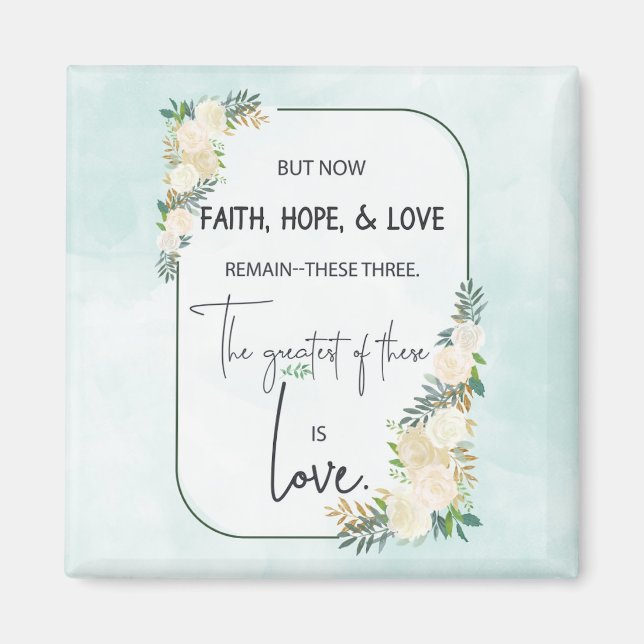 Religiösa Bröllop: Faith Hope Kärlek Magnet (Framsidan)