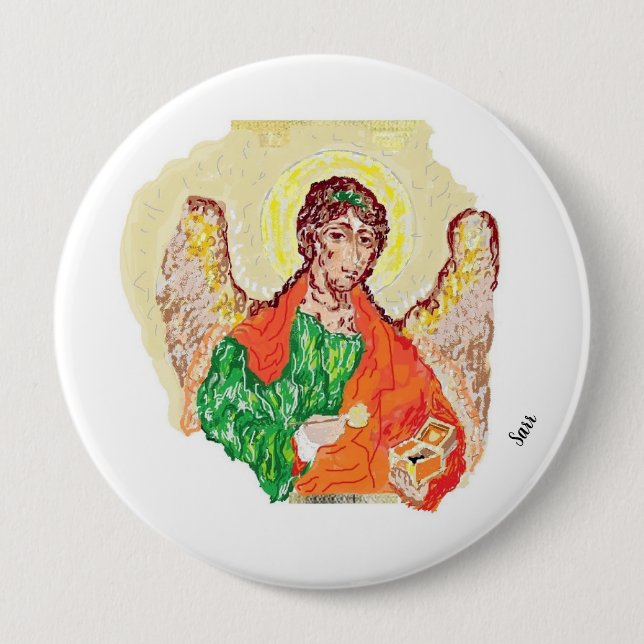 Religiösa Buttons: Archangel Raphael Knapp (Framsida)