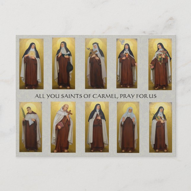 Religiösa Carmelite Saints Paintings Nun Priest Vykort (Framsida)