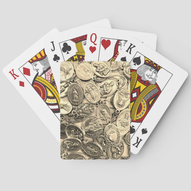 Religiösa Catholic Medals Saints Heliga Family Jes Casinokort (Baksidan)