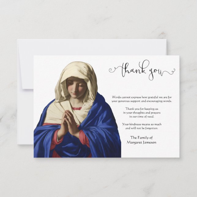 Religiösa Catholic Virgin Mary Condolence Tack (Framsida)
