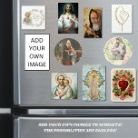 Religiösa Catholik Blsed Virgin Mary Jesus Magnet<br><div class="desc">Det här är en vacker bild av den välsignade Jungfru Mary med Jesus och ett lamm på rosa ros och grönt.</div>
