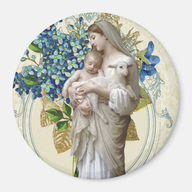 Religiösa Catholik Blsed Virgin Mary Jesus Magnet (Framsidan)