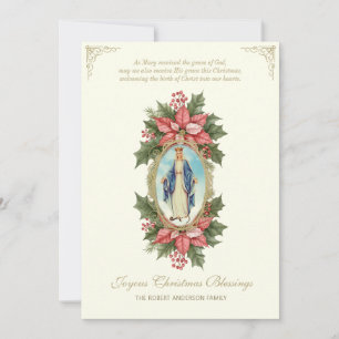 Religiösa Catholik Mor Mary Prayer Poinsettias Julkort
