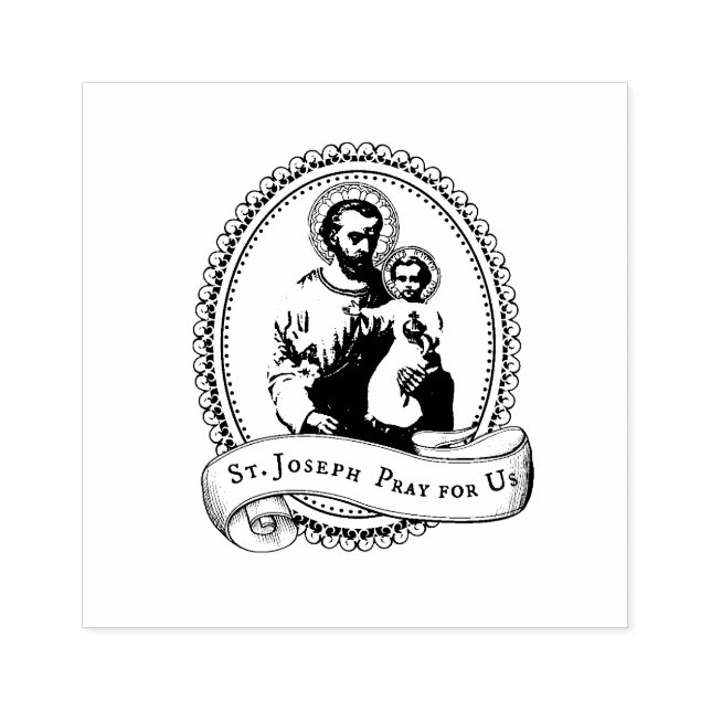 Religiösa Catholik Saint Joseph och Child Jesus Stämpel (Tryck)