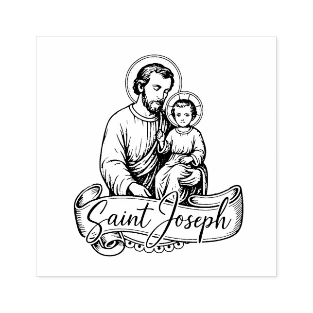 Religiösa Catholik Saint Joseph och Child Jesus Stämpel (Tryck)
